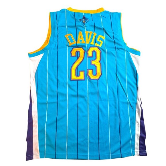 NWT Adidas Anthony Davis New Orleans Hornets #23 Jersey Blue Yellow Men's Size S - Picture 4 of 14